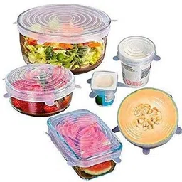 kitchenfest ® Silicone (Set of 6 ) Stretchable Cover for Bowls, Bottles, Food, Glass Cups Use in Microwave Small,Large,Medium 8 inch Lid Set, Pack of 6-picture-18