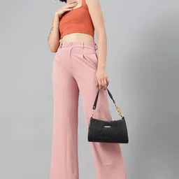 jeiri Women Regular Fit Pink Viscose Rayon Trousers image 5