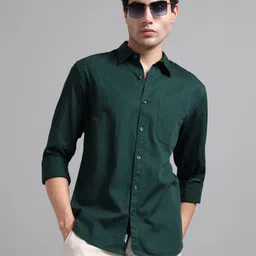 proword Men Slim Fit Solid Spread Collar Casual Shirt image 2