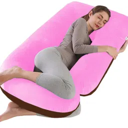 G Shape Reversible Velvet pillow Cover Microfibre Solid Pregnancy Pillow Pack of 1-image-0