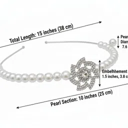 mukutique Bridal Pearl Headband for Wedding | Rhinestone Flower Hair Accessory Hair Band image 2