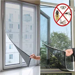 buyagain HDPE - High Density Poly Ethylene Infants Washable Fiberglass Mosquito Net Stitched with Fastener Tape on All Four Borders, Window/Door DIY Bug Insect Mesh-Black (3ftx5ft) Mosquito Net image 5