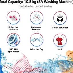 lg electronics 10.5 kg Semi Automatic Top Load Maroon, White image 2