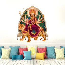decor kraft 58 cm Durga Maa Wall Sticker Self Adhesive Sticker image 2