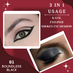 kinded Kind Eyes 3 in 1 Kohl Kajal Eye Liner Smokey Eye Shadow Kajal Pencil Combo image 3