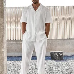 hari trendz clothing Men Night Suit Set White Self Design-picture-22