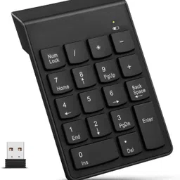 SCALEBEE Mini Numeric Keypad 2.4GHz Wireless 18 Keys Pad for PC Desktop Notebook Wireless Handheld Laptop Keyboard Compatible with Desktop, Laptop, Mac White Printed,stand support image 1