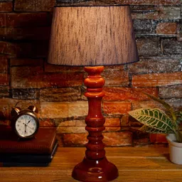 Bow Grey Fabric Shade Night Lamp With Wood Base By BrightDaisy image 1