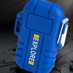 Explorer ™ Plasma And Dual Arc Tesla Heating Coil Waterproof Cigarette Lighter for Men Stylish, USB Rechargeable Windproof Shockproof Flameless Plasma Lighter for Outdoor, Smoking, Camping, Hiking, Adventure Color Red | Gifting Purpose For Cigarette Users & Friends Blue Color | 150 Times Heating Coil Start After Full Battery Charged | Premium Quality Cigarette Lighter, USB Cable-picture-24