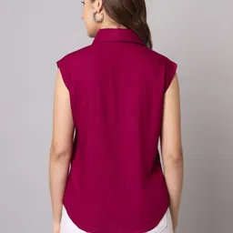 funday fashion Women Regular Fit Solid Spread Collar Casual Shirt image 2