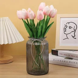 lavidi Premium Tulips for Home,Events,DIY Arrangements,Long Stem Multicolor, Pink Tulips Artificial Flower image 5