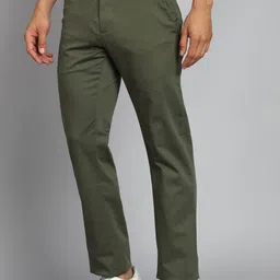 allen solly Men Regular Fit Green Cotton Blend Trousers image 3