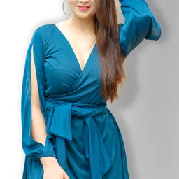 printcorners Women Wrap Green Knee Length Dress-picture-16