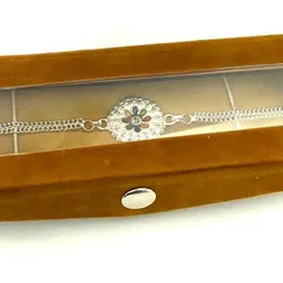 relbees Bracelet R129 Silver Bracelet, Rakhi Set image 5