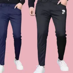 sumitgarment Pack of 4 Men Solid Black, Light Green, Blue, Purple Track Pants-picture-28