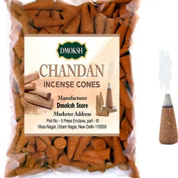 dmoksh Premium Incense Dhoop Cone Chandan fragrance Agarbatti for Puja item 100g(51pcs) Sandal Dhoop-picture-25