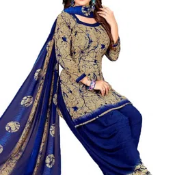 Unstitched Crepe Salwar Suit Material Solid, Floral Print, Printed, Geometric Print-image-11