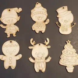 haoser Pack of 12 Wooden Christmas Ornaments | 3 Inch Pine MDF DIY Craft Blanks Wooden Cut-outs image 2