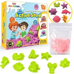 wembley Active Sand Art Craft Kit Shape Kinetic Sand With Moulds 8 Shapes Arts for Kids image 1