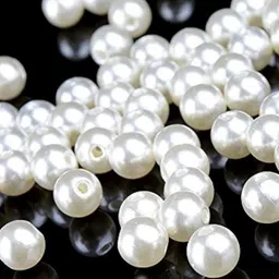 ramano 6+8 MM GOLDEN & WHITE PLASTIC BEADS FOR ART CRAFT , JWELLERY-850 PCS image 3