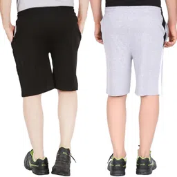 trendolo Pack of 2 Color Block Men Grey, Black Sports Shorts image 2