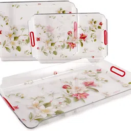 nayasa Modern Transparent Plastic Serving Tray Set of 3 (Small, Medium, Big) | Tray image 3