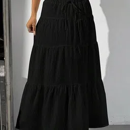 sargamteaders Women Solid Regular Black Skirt image 5