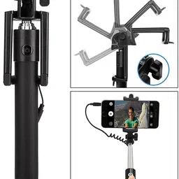 ZOBAK Extendable Wired Monopod Selfie Stick with Aux Wire and Tripod Holder Cable Selfie Stick (NO Bluetooth Remote) Cable Selfie Stick image 2