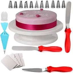 aarchi enterprise Cake Turntable,Plastic Steel Icing Spatula 3 Pieces Set,12 Piece Decorating Set Plastic Cake Server-picture-13
