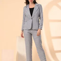 shakuntlam fashion house Women 3-Piece Cotton Blend Suit Set-Blazer Pants & Camisole Top for Office ,Business Checkered Suit-picture-17