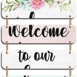 Welcome Floral Wall Sculpture – Handcrafted Wooden Door Hanging Decorative Items-image-43
