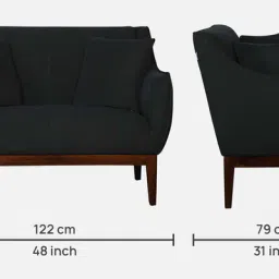 casacraft from pepperfry Amelia Fabric 2 Seater Sofa In Charcoal Grey Colour image 2
