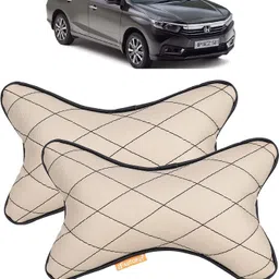 autofit Beige, Black Leather Car Pillow Cushion for Honda image 1