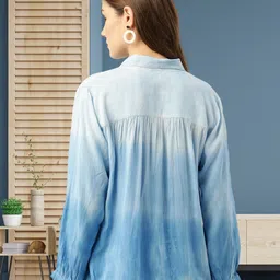 pinktribe Women Regular Fit Dyed/Ombre Spread Collar Casual Shirt image 2