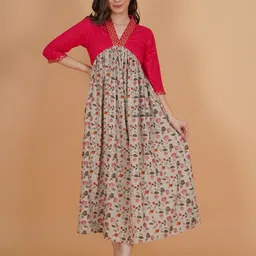 Women Floral Print Viscose Rayon Flared Kurta-image-27