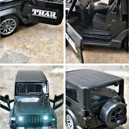 ruhani toys & gift gallery Metal Thar Toy Car 1:32 Die-cast Pull Back Model Car with Light & Sound (Black) image 3