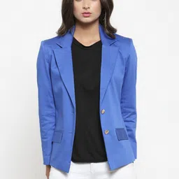 purple state Women Solid Single Breasted Casual Blazer-picture-38