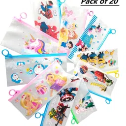 toxen Cartoon stationary zip Pouch for Return Navratri Gifts Pack of 20 cartoon Art Plastic Pencil Box image 1