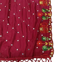 cotan Cotton Silk Self Design Maroon Women Dupatta image 4