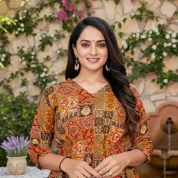 vsp creation Casual Regular Sleeves Printed Women Orange Top-picture-17