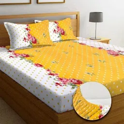 bluedot Microfiber Double Fitted (Elastic) 200 TC Self Design Bedsheet-picture-12