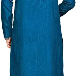 vibhuti Men Striped Cotton Blend Straight Kurta image 2