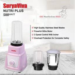 suryaviva Photon 2B + Nutri Plus 500 W Mixer Grinder Combo Glass Manual Gas Stove image 3