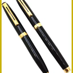 parmarth enterprises Premium Power Black Shinning With Gold Plated Trims Roller Pen & Ball Ball Pen image 1