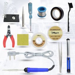 hillgrove 13in1 Basic Complete 25W Soldering Iron Kit with 5 Meter Solder Wire, ESD Brush,Scrub, Pump, Cutter, Tester, Tweezer, Tape, Bit, Flux, Wick 25 W Simple-picture-15