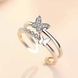 lavitra Butterfly Ring Girl and Women (Adjustable) Alloy Cubic Zirconia Silver Plated Ring-picture-47