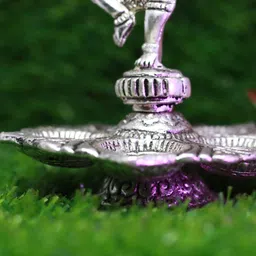 akshagna idols German Silver Dancing Ganesha Diya – A Blend of Devotion and Elegance Decorative Showpiece-10 cm-picture-10