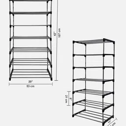 urban choice Manesty Fabric 6-Shelves Modular Shoe Rack In Blue Colour image 2
