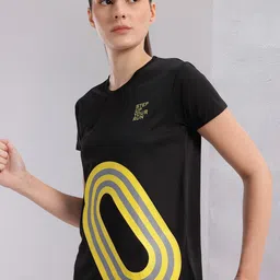 hrx by hrithik roshan Women Printed Round Neck Polyester Black T-Shirt-picture-21