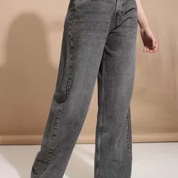 the rivvrs co Women Straight Fit High Rise Grey Jeans-picture-24